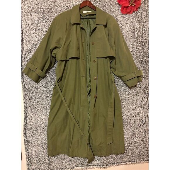 Avirex Other - Avirex Men's Vintage Green Trench Coat Size L Double-Breasted Long
